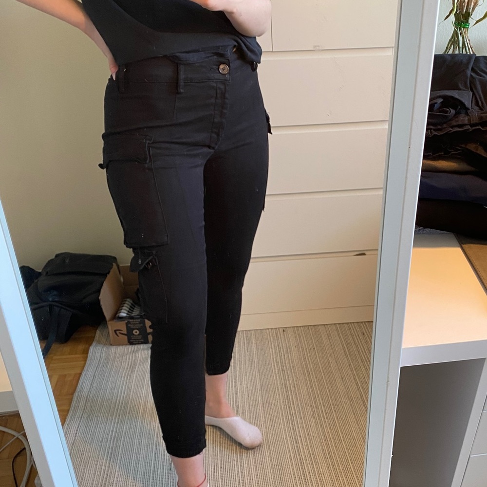 Black cargo style pants